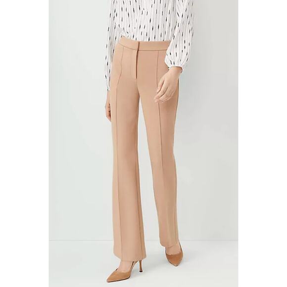NWOT Ann Taylor Pintucked trouser pant in double knit Tan Brown 6 - Picture 1 of 4